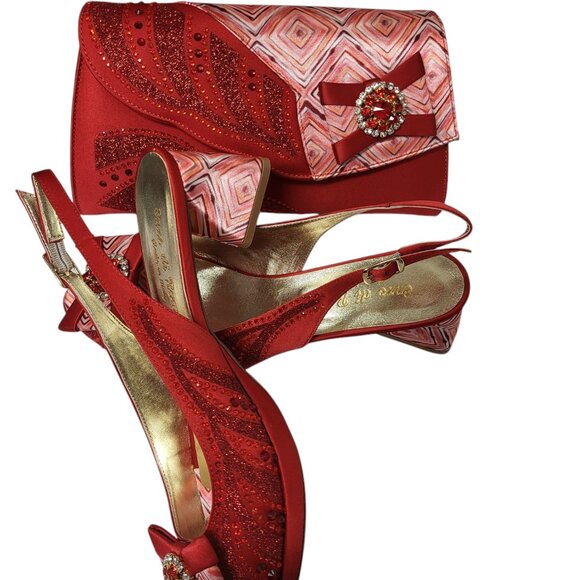 Leather Red ENZO di ROMA Italian Shoe and Bag set - Picture 9 of 9